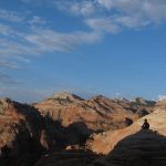 zion canyon mountain view seated silhouette