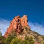 Red rock formation with dramatic sandstone spires